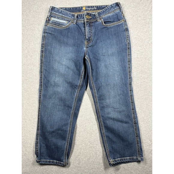 Carhartt Size 6 Blue Original Fit Crop Straight Leg Denim Jeans Women - Picture 1 of 6